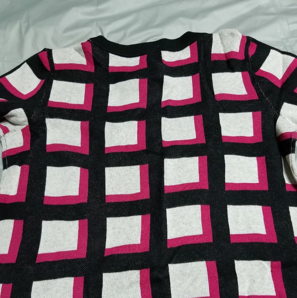 Kate Spade Black and Pink Checkered Sweater